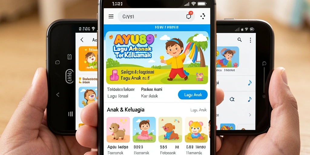 Tampak antarmuka ceria dan mudah digunakan AYU89 untuk lagu anak.