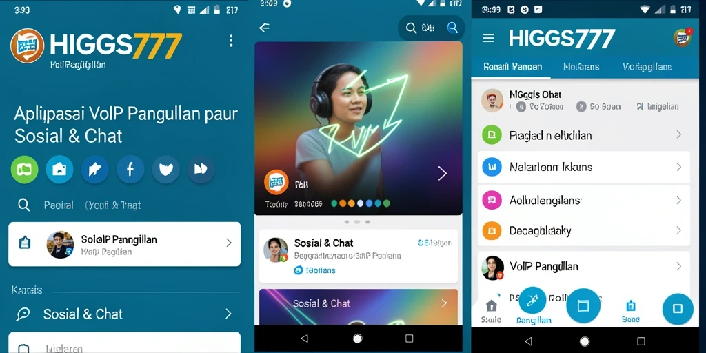 Antarmuka utama HIGGS777 menunjukkan fitur VoIP Panggilan yang mudah digunakan.