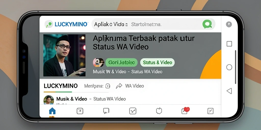 Antarmuka LUCKYMINO yang menampilkan beragam pilihan Status WA Video.