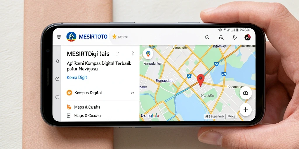 Screenshot antarmuka utama MESIRTOTO menunjukkan kompas digital yang akurat.