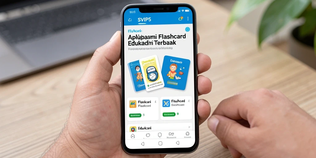 Antarmuka aplikasi SVIP5 yang memudahkan pengguna belajar dengan flashcard.